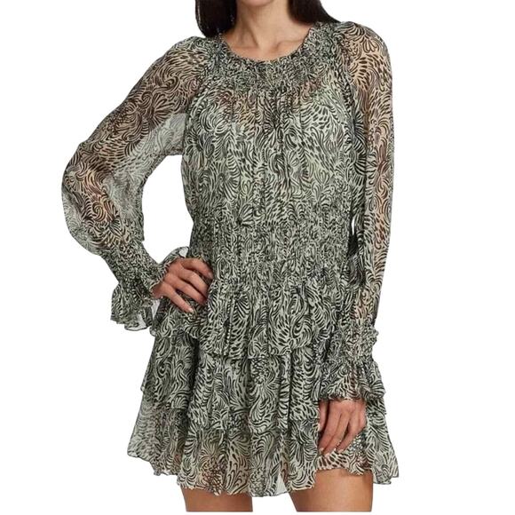 Cinq a Sept Janelle Sheer Lightweight Mini Ruffle Casual Dress Size US 6 - Picture 1 of 11